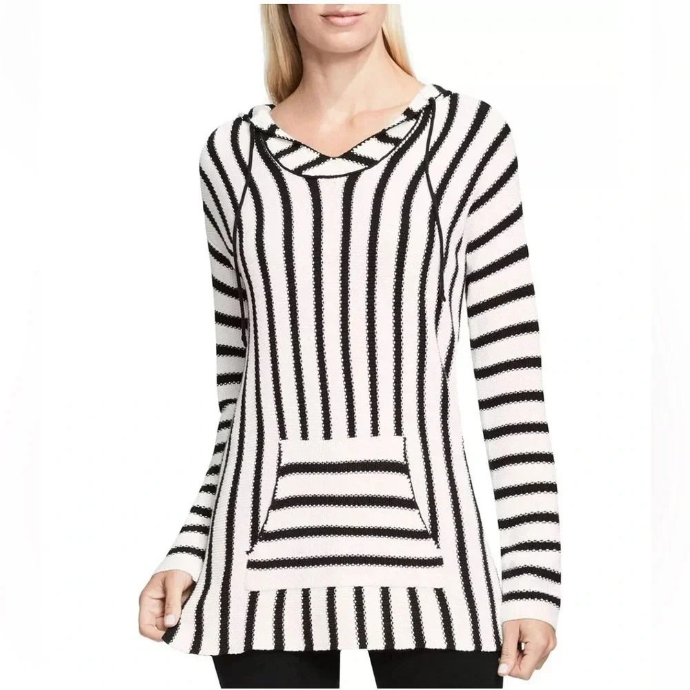Vince Camuto Stripe Knit Cozy Comfy Hoodie